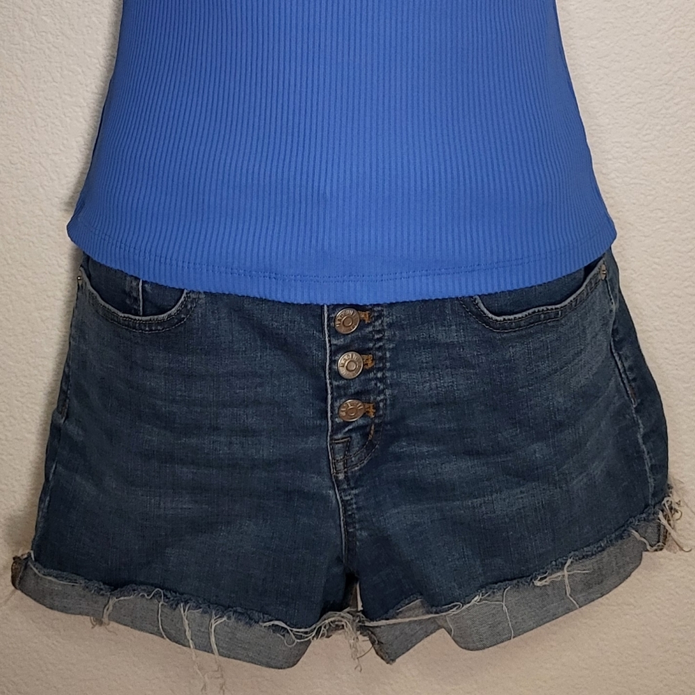 Madewell High-Rise Rough Hem Denim Shorts w Button Fly size 26
